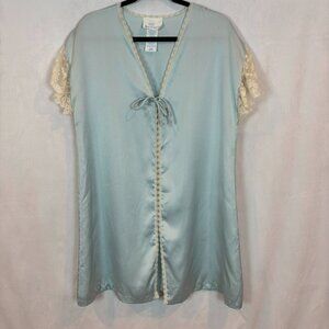 Undercover Wear Vintage Women's Lace Sleeve Baby Blue Satin Tie Robe Size Medium